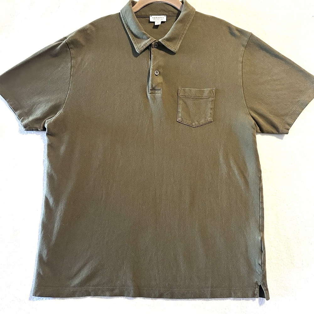 Sunspel Olive Green Polo Shirt
